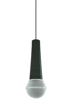 Hanging microphone on white background. 3D illustration Stock Photos