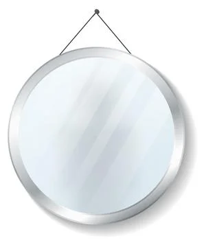 Hanging mirror. Round glass surface realistic mockup Stock Illustration