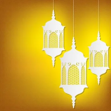 Hanging Moroccan lantern card in vector format. Stock Illustration
