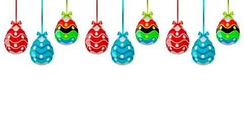 Hanging multi-colored Easter eggs Stock Illustration