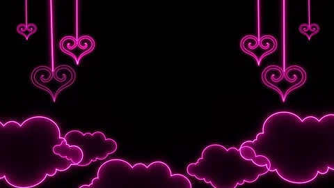 Hanging Neon Hearts Clouds Stock Footage 262547501