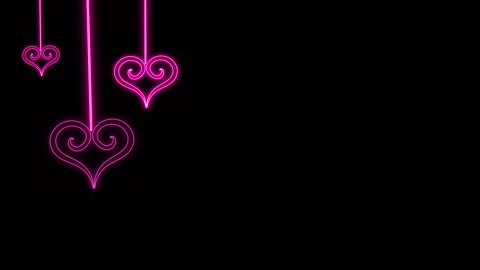 HANGING NEON HEARTS Video stock 262610348