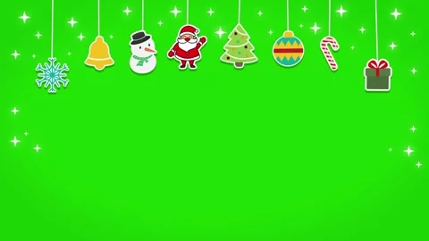 Hanging New Year Decorations | Festive Ornaments on Green Screen Stock Footage 329488951