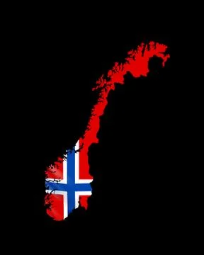 Hanging Norway flag in form of map. Kingdom of Norway. National flag concept. Stock Illustration