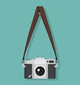 Hanging old camera with Screw head Ilustração Stock