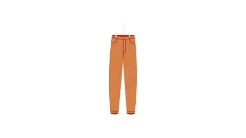 Hanging orange pants on a hanger, simple and minimalist clothing design, fashion Stock Footage 304965542