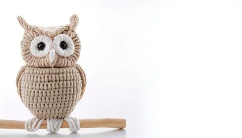 Hanging owl Macrame is a form of textile produced using knotting rather tha.. Stock Photos