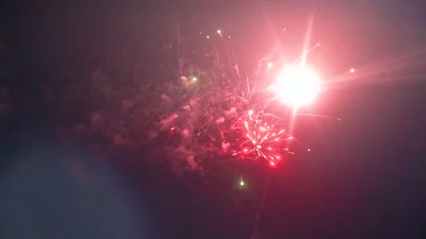 Hanging Pakistan flag on firework sky bokeh background (3) Stock Footage 284441752