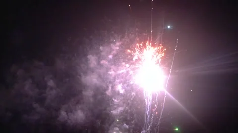 Hanging Pakistan flag on firework sky bokeh background (7) Stock Footage 284441904