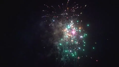 Hanging Pakistan flag on firework sky bokeh background (8) Stock Footage 284441906