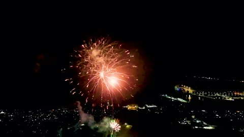 Hanging Pakistan flag on firework sky bokeh background (10) Stock-Footage 284446154