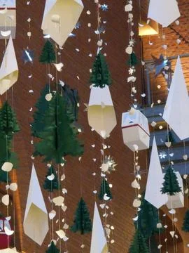 Hanging paper tree installation Stock Photos