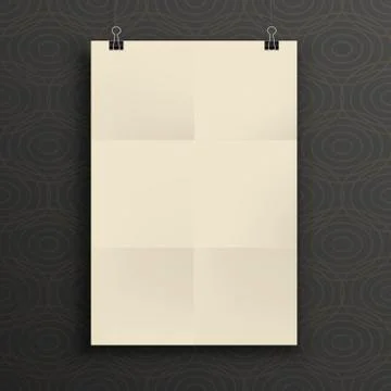 Hanging Paper vertical Sheet folded in six Stock Illustration