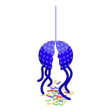 Hanging party favor exploding with colorful confetti Stock Illustration