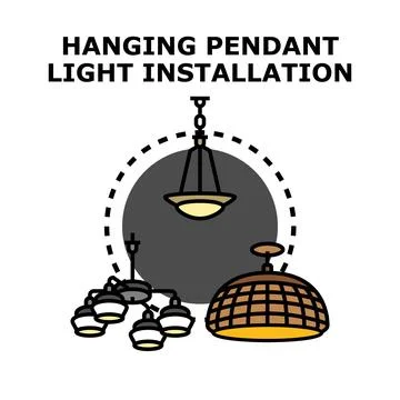 Hanging pendant light installation concept illustration Stock Illustration