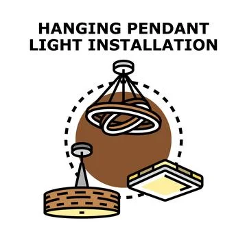 Hanging pendant light installation vector concept illustration Stock Illustration