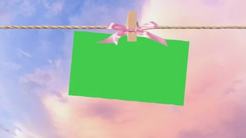 Hanging Photo Frame Green Screen Widescreen Stock-Footage 344765533
