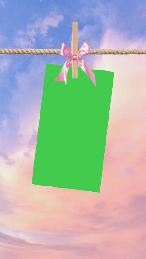 Hanging Photo Frame Green Screen Vertical Stock-Footage 344765538