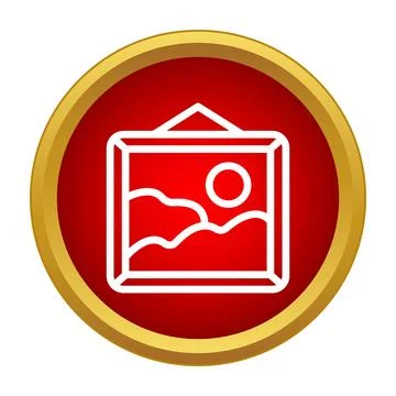 Hanging picture frame image icon on wall Stock Illustration