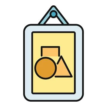 Hanging picture frame showing basic geometric shapes Stock Illustration