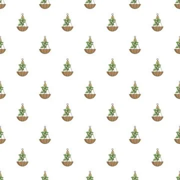 Hanging plant seamless pattern creating natural background Stockillustratie