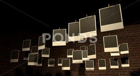 Hanging polaroid gallery Stock Illustration