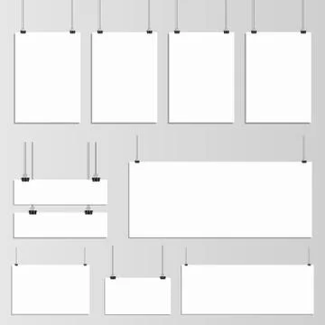 Hanging poster mockup vector design illustration isolated on background Stock Illustration