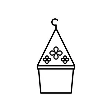Hanging pot with flowers vector icon. EPS 10...... Plants in kashpo for inter Stock Illustration
