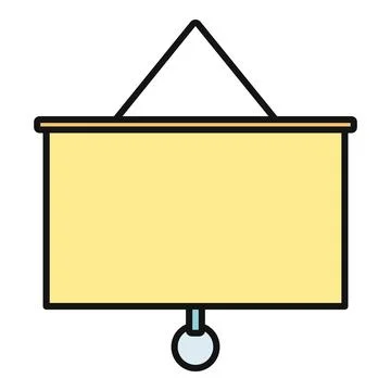 Hanging projection screen displaying blank presentation board Stock Illustration