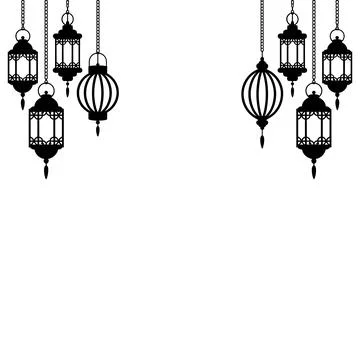 Hanging Ramadan Lantern Border Islamic Decoration Vector Stock Illustration