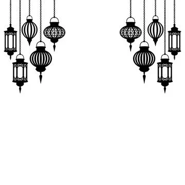 Hanging Ramadan Lantern Border Islamic Decoration Vector 스톡 일러스트
