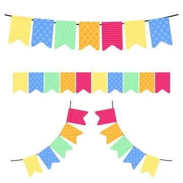 Hanging Rectangle Garland on White Backdrop Stock Illustration
