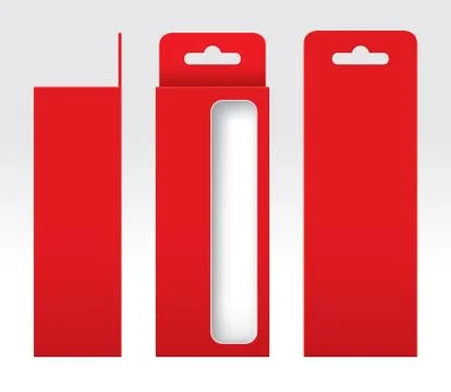 Hanging Red Box window cut out Packaging Template blank, Empty Box red イラスト素材