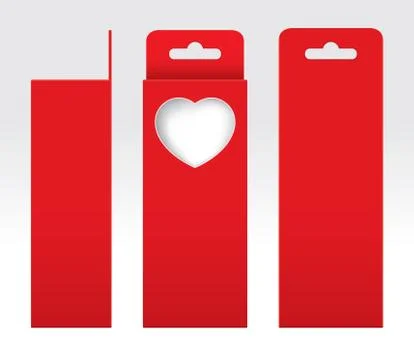 Hanging Red Box window heart-shaped cut out Packaging Template blank 스톡 일러스트