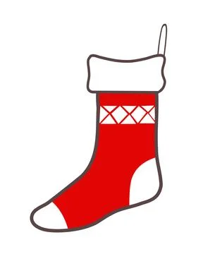 Hanging red Christmas stocking or sock Ilustración de archivo