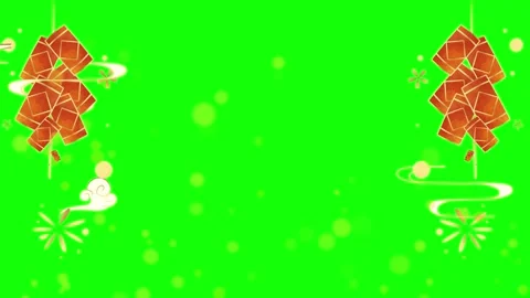 Hanging red envelopes with decorative clouds and golden sparks on green screen Vídeos de archivo 338993240
