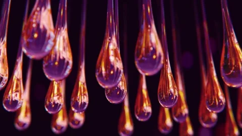Hanging reflection drops in slow motion and macro Stock Footage 265086209