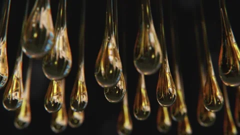 Hanging reflection drops in slow motion and macro Stock Footage 265086210