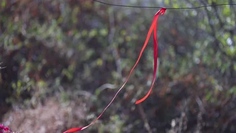 A hanging ribbon Stock Footage 223258894