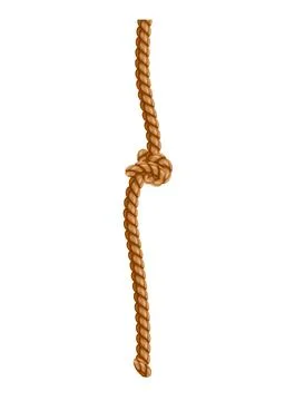 Hanging rope with tassel and node. Knitted nautical thread or marine vertical Stock Illustration