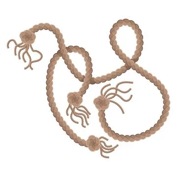 Hanging rope with tassel and node. Knitted nautical thread or marine vertical イラスト素材