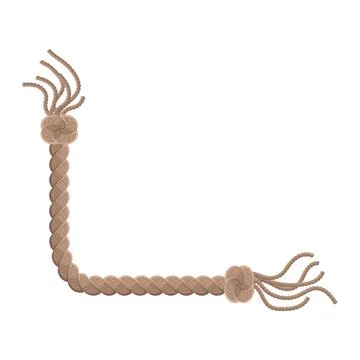 Hanging rope with tassel and node. Knitted nautical thread or marine vertical Иллюстрация