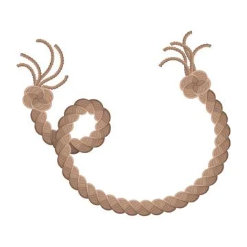 Hanging rope with tassel and node. Knitted nautical thread or marine vertical Иллюстрация
