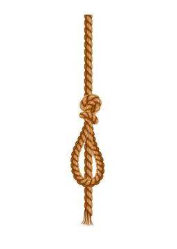 Hanging rope with tassel and node. Knitted nautical thread or marine vertical 库存插图
