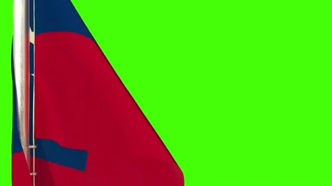 Hanging Samoa flag waving on green screen, isolated Stock Footage 180625049