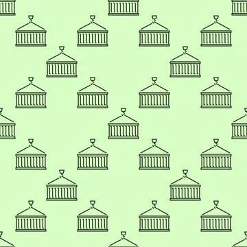 Hanging Shipping Container vector seamless pattern in outline style Illustrazione stock
