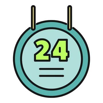 Hanging sign indicating 24 hour open availability service Stock Illustration