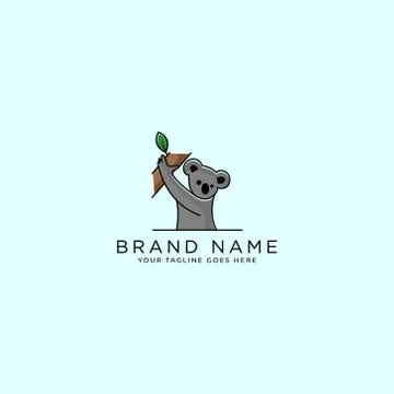 Hanging simple creative unique koala animal logo design template vector illus Stock Illustration