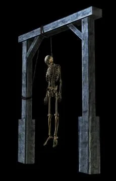 Hanging Skeleton - on black Stock Illustration