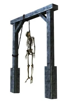 Hanging Skeleton - on white Stock Illustration